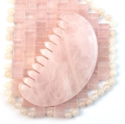 Facial Massager Natural Rose Quartz Jade Hair Comb Gua Sha Tools Jade Scalp Massager For Head Massage Therapy Relieve Scalp Tension