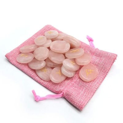 2024 Trend Products Rose Quartz Crystal Divination Runes Stone Sets for Divination Games Eye-Catching and Functional