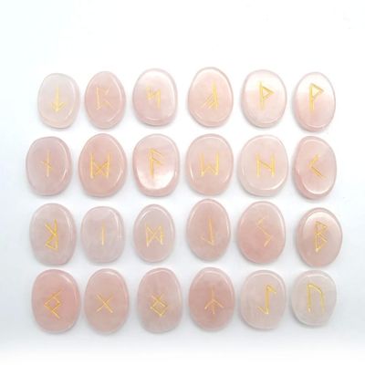 2024 Trend Products Rose Quartz Crystal Divination Runes Stone Sets for Divination Games Eye-Catching and Functional