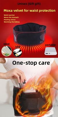 Infrared Physiotherapy Adjustable Hot Compress Lumbar Massage Lower Back Brace Belt for Pain Relief and Support in Blac