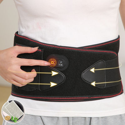 Infrared Physiotherapy Adjustable Hot Compress Lumbar Massage Lower Back Brace Belt for Pain Relief and Support in Blac