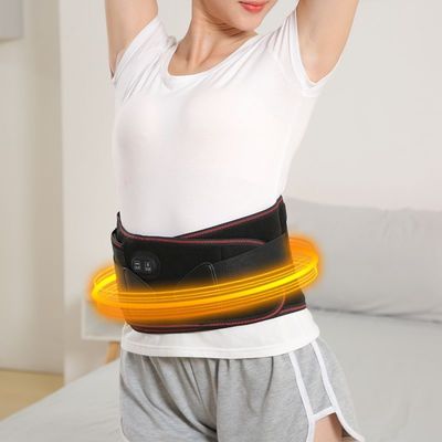 Infrared Physiotherapy Adjustable Hot Compress Lumbar Massage Lower Back Brace Belt for Pain Relief and Support in Blac