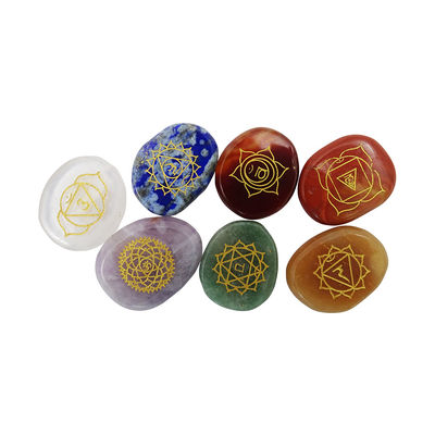 Seven Chakra Stones Reiki Healing Crystal Set Engraved Symbols for Spiritual Transformation