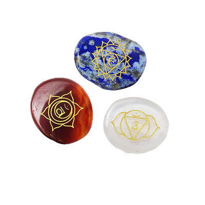 Seven Chakra Stones Reiki Healing Crystal Set Engraved Symbols for Spiritual Transformation