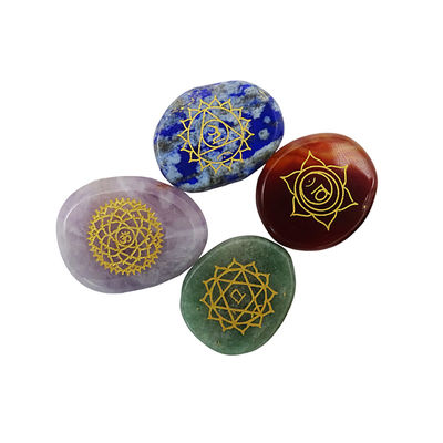 Seven Chakra Stones Reiki Healing Crystal Set Engraved Symbols for Spiritual Transformation