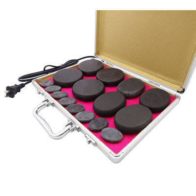 16pcs Sets Spa Hot Stone Massage Set With Heater Kit Basalt Heating Massage Stone Set Black With Aluminum Heating Box