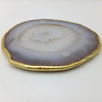 Regional Feature Agate Coaster Gray Slices Polished Crystal Natural Gemstone Flower Pot Engraving Folk Art Carved