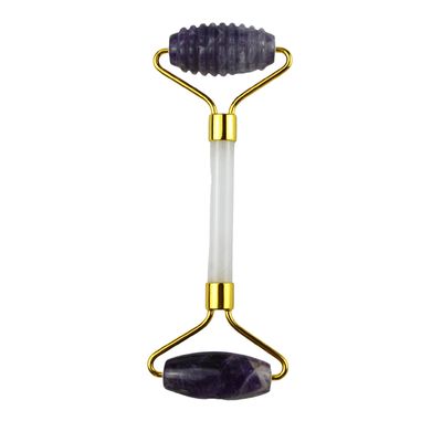 Anti Wrinkle Face Massage Tool Natural Amethyst Guasha Roller with Noise Free Jade Stone