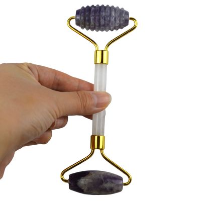 Anti Wrinkle Face Massage Tool Natural Amethyst Guasha Roller with Noise Free Jade Stone