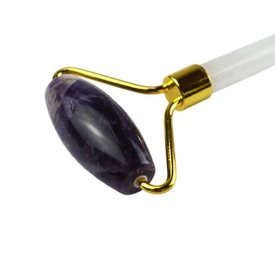 Anti Wrinkle Face Massage Tool Natural Amethyst Guasha Roller with Noise Free Jade Stone
