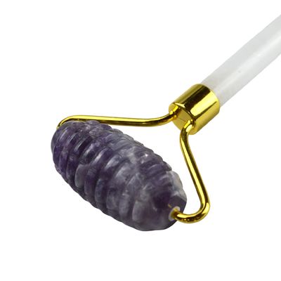 Anti Wrinkle Face Massage Tool Natural Amethyst Guasha Roller with Noise Free Jade Stone