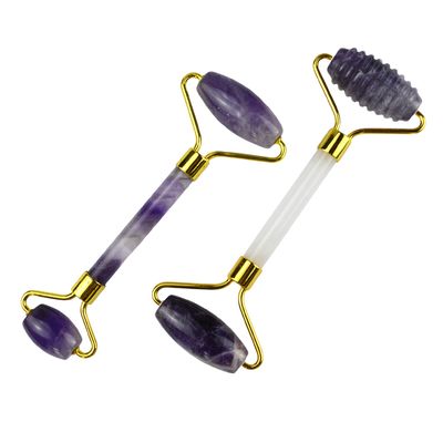 Anti Wrinkle Face Massage Tool Natural Amethyst Guasha Roller with Noise Free Jade Stone