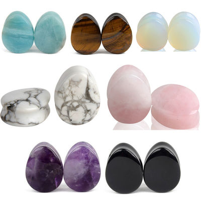 Stone Auricle Ear Expansion Pug Piercing Body Jewelry Natural Crystal Jade Stone Popular OEM ODM Agate Plug Tunnel Jewelry