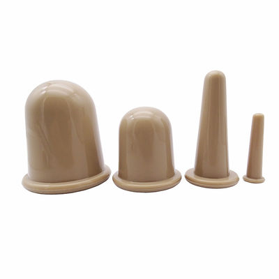 Khaki 4 Pieces Silicone Vacuum Suction Body and Facial Cupping Set for Home Health Care Customized Logo Accepted