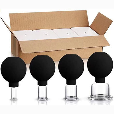 15/25/35/55mm 4 Pieces Silicone Glass Facial Suction Cupping Set for Vacuum Suction Massage Therapy on Eyes Face and Body