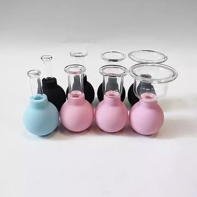 15/25/35/55mm 4 Pieces Silicone Glass Facial Suction Cupping Set for Vacuum Suction Massage Therapy on Eyes Face and Body