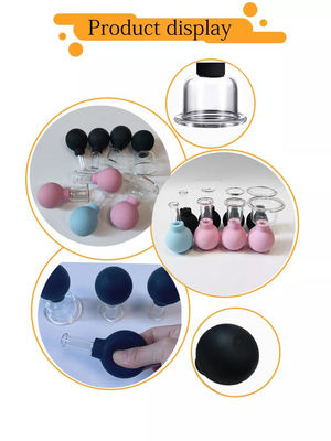 15/25/35/55mm 4 Pieces Silicone Glass Facial Suction Cupping Set for Vacuum Suction Massage Therapy on Eyes Face and Body