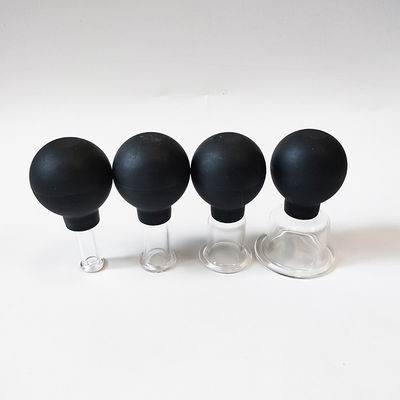 Set of 4 Medical Therapy Cups Silicone Vacuum Cupping Glasses for Anti Cellulite and Face Massage