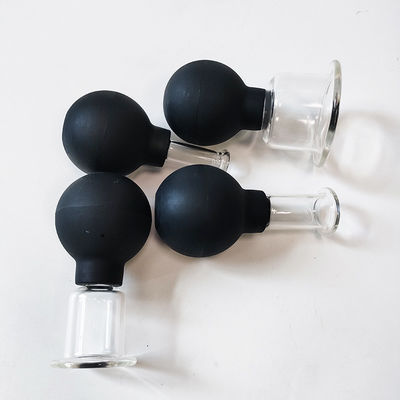 Set of 4 Medical Therapy Cups Silicone Vacuum Cupping Glasses for Anti Cellulite and Face Massage