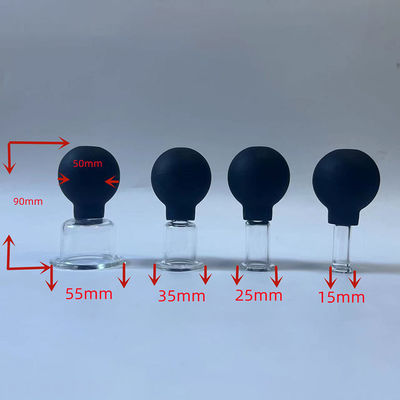 Set of 4 Medical Therapy Cups Silicone Vacuum Cupping Glasses for Anti Cellulite and Face Massage