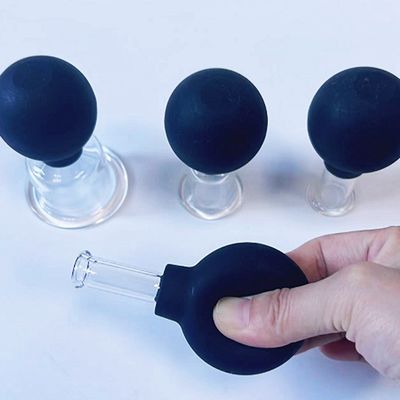 Set of 4 Medical Therapy Cups Silicone Vacuum Cupping Glasses for Anti Cellulite and Face Massage