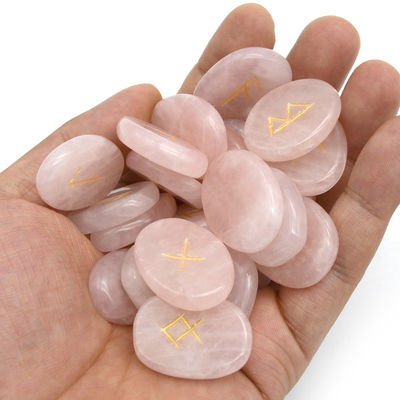 Tumbled Stone Shaped Rose Quartz Divination Stone Gemstone Rune Stones with FAIRY Theme