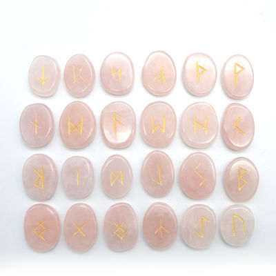 Tumbled Stone Shaped Rose Quartz Divination Stone Gemstone Rune Stones with FAIRY Theme