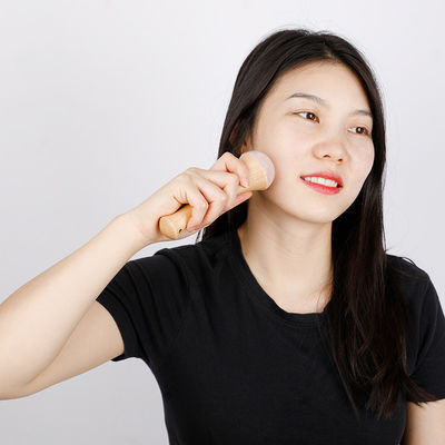 Body Massager Wooden Handle Rose Quartz for Meridian Dredging and Gua Sha Relaxation Massage