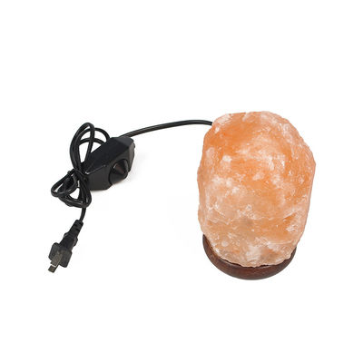 USB Customizable Solid Wood Base Himalayan Salt Lamp with Carved Crystal and Crystal Carving Type