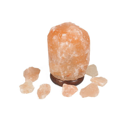 USB Customizable Solid Wood Base Himalayan Salt Lamp with Carved Crystal and Crystal Carving Type