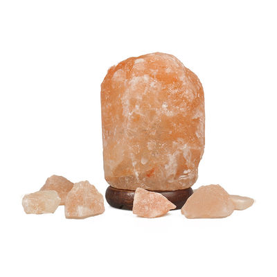 USB Customizable Solid Wood Base Himalayan Salt Lamp with Carved Crystal and Crystal Carving Type