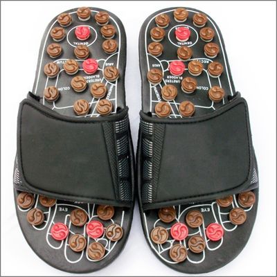2020 Jade Stone Health Care Healing Acupuncture Shoes Genuine Leather Massage Slipper for Shoes Natural Foot Massage
