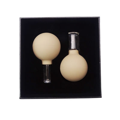 Light Brown Glass Acupuncture Vacuum Hijama Smart Facial Cupping Set Rubber Cupping Cupa Thearapy Massager for Benefit