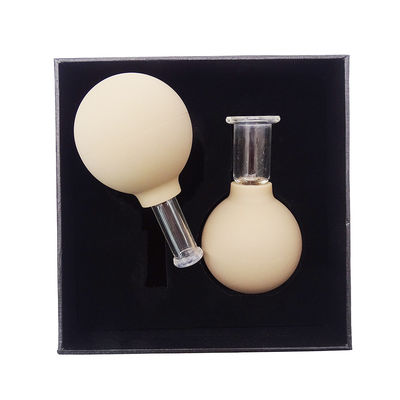 Light Brown Glass Acupuncture Vacuum Hijama Smart Facial Cupping Set Rubber Cupping Cupa Thearapy Massager for Benefit