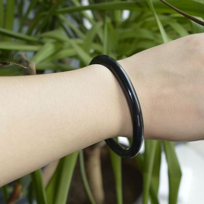Polished Hetian Jade Nephrite Green Bangle Bracelet with Traditional Chinese Style Design