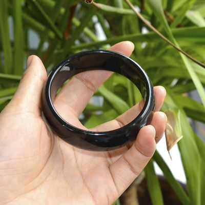 Polished Hetian Jade Nephrite Green Bangle Bracelet with Traditional Chinese Style Design