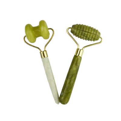 Facial Massager Xiuyan Jade Double Head Natural Face Beauty Massage Tool Jade Roller Face Thin Massager Relaxation Tool