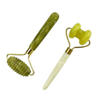 Facial Massager Xiuyan Jade Double Head Natural Face Beauty Massage Tool Jade Roller Face Thin Massager Relaxation Tool