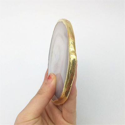Regional Feature Agate Coaster Gray Slices Polished Crystal Natural Gemstone Flower Pot Engraving Folk Art Carved Carved