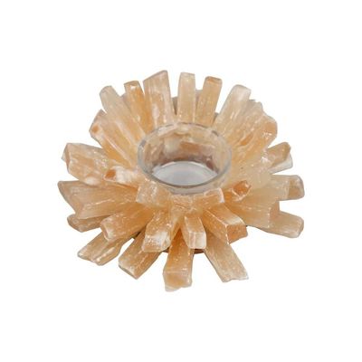 Collectible Yellow Fluorite Candle Holder for Home Decoration Natural Stone Candle Jars