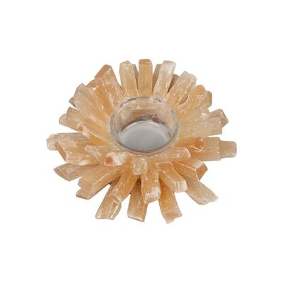 Collectible Yellow Fluorite Candle Holder for Home Decoration Natural Stone Candle Jars