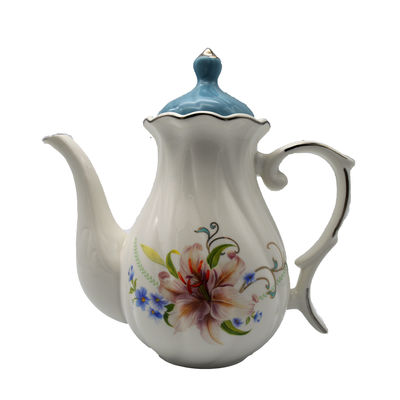 Charming Floral Theme Chinese Porcelain Tea Set in White Color Perfect for Wedding Gifts 23*22/15*10/6.5*14.5/11*12.5cm