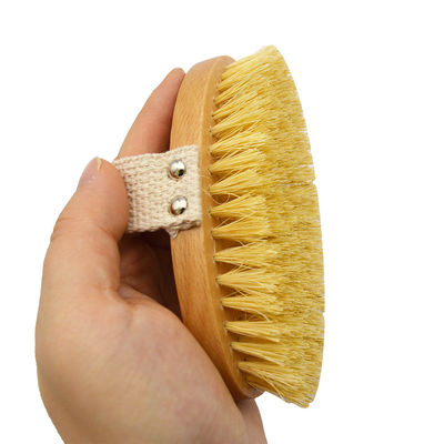 Smell Removing Bamboo Wooden Skin Care Dry Body Brush Boar Bristles Bath Dry Brush With Handle For Dehumidification