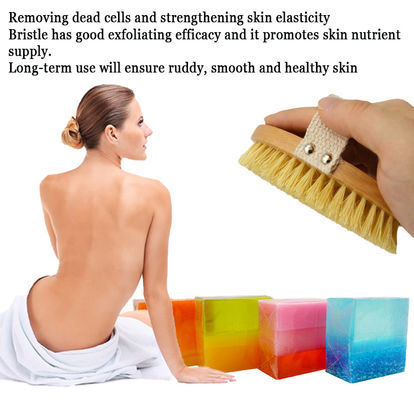 Smell Removing Bamboo Wooden Skin Care Dry Body Brush Boar Bristles Bath Dry Brush With Handle For Dehumidification