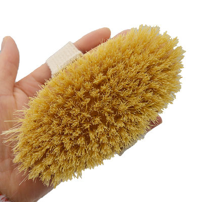Sisal Bristle Dry Body Brush for Exfoliating Cellulite and Massaging Dry Skin in Wood Color