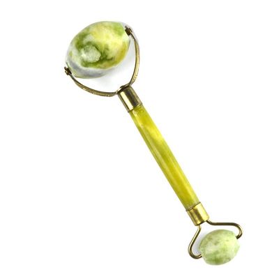 Custom Logo Availabled 100% Natural Xiuyan Jade Face Guasha Roller Green Jade Facial Gua Sha Massager Stone Skin Care