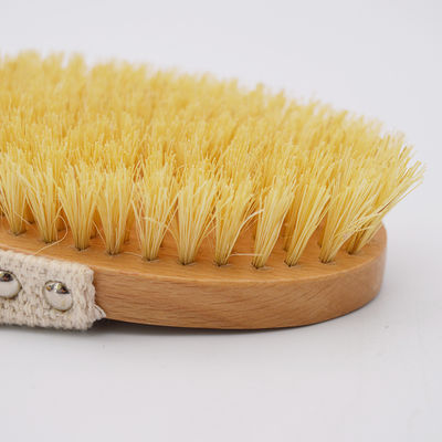 Sisal Bristle Dry Body Brush for Exfoliating Cellulite and Massaging Dry Skin in Wood Color