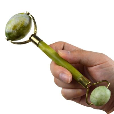 Custom Logo Availabled 100% Natural Xiuyan Jade Face Guasha Roller Green Jade Facial Gua Sha Massager Stone Skin Care
