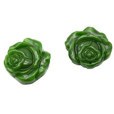 Art Collectible Natural Nephrite Jade Carving Pendant Lucky Charm Rose Flower Design