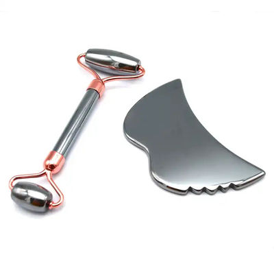 Skin Care Tools Energy Stone Guasha Massager for Face Eyes Neck Finger 5.5*14 cm Silver Terahertz Face Roller Gua Sha Set